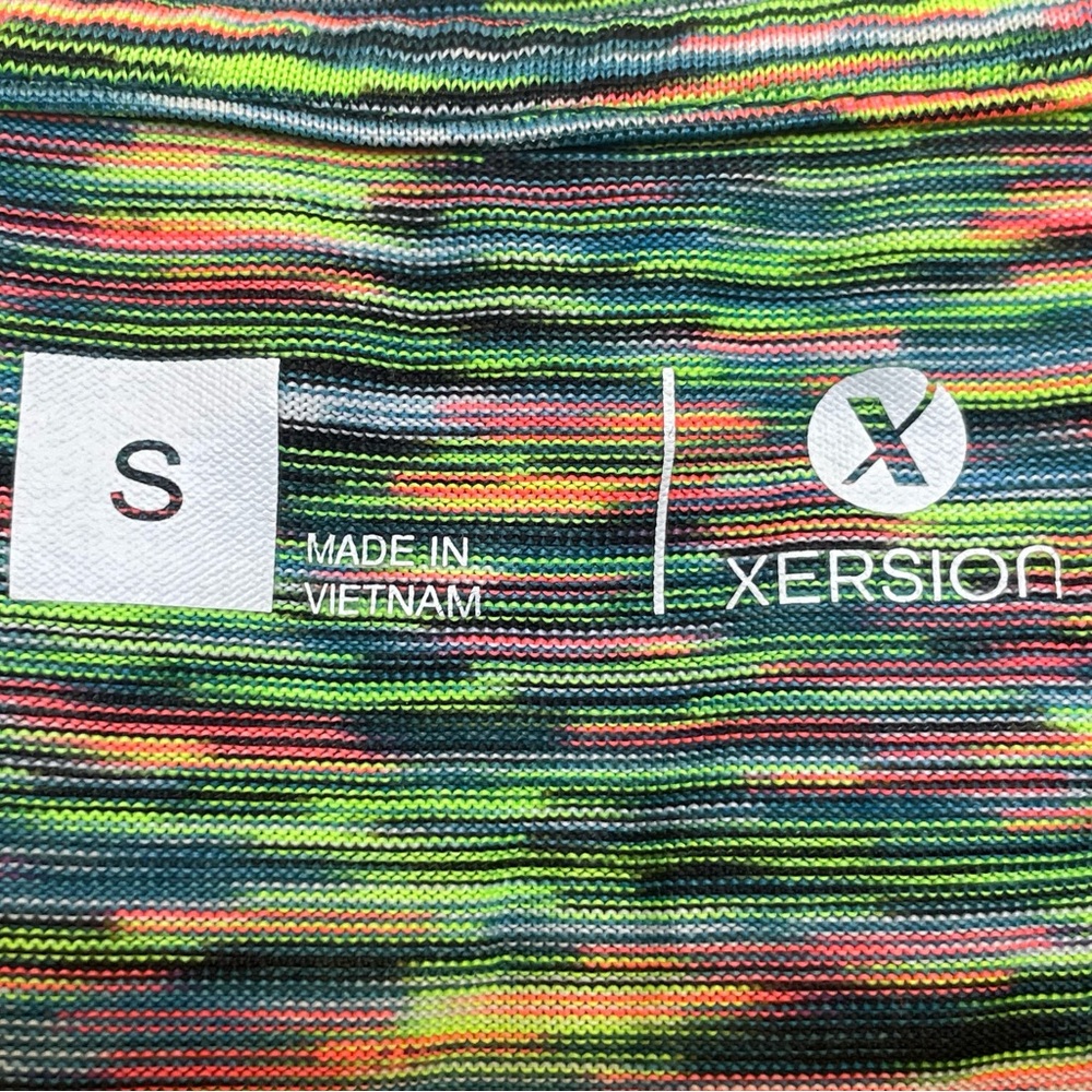 Used Xersion Green and Yellow Fitted Cap Sleeve Tee - Picture 6 of 7